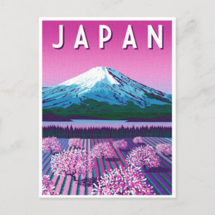Reise im Vintage-Stil, retro, Aquarell, Japan Postkarte