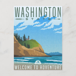 Reise im Vintage-Stil, Retro, Washington State USA Postkarte