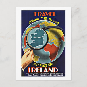 Reise im Vintage-Stil rund um den Globus: Irland e Postkarte