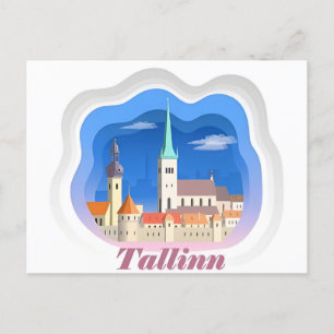 Reise im Vintage-Stil Tallinn Estland Estonie Stad Postkarte