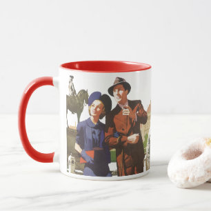 Reise im Vintage-Stil, Touristen auf Urlaubs-Sight Tasse