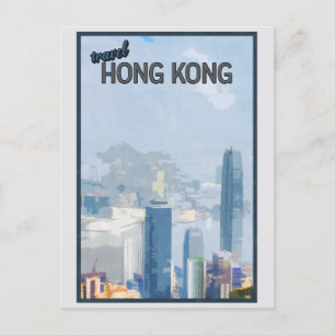 Reise in das alte Hongkong - Stadt-Silhouette Postkarte