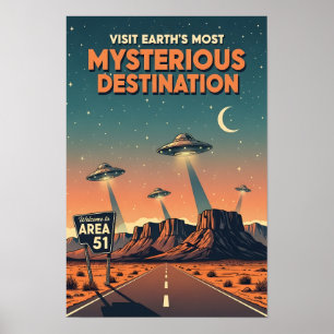 Reise in das mysteriöse Area 51 Vintage Poster