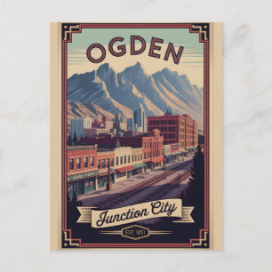 Reise in das vintage Ogden, Utah Feiertagspostkarte