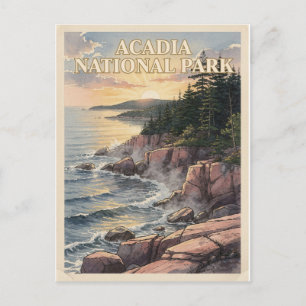 Reise in den Acadia National Park an der Küste im  Postkarte