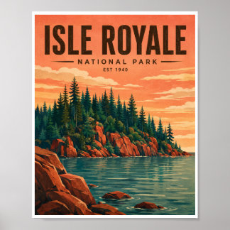 Reise in den Isle Royale National Park im Vintage- Poster