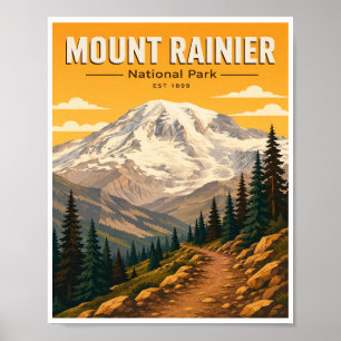 Reise in den Mount Rainier Nationalpark im Vintage Poster