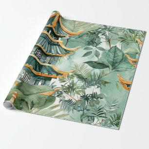Reise in den vintage asiatischen Pagodenwald Geschenkpapier