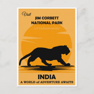 Reise in den Vintage India Tiger National Park Postkarte