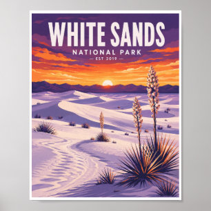 Reise in den White Sands National Park im Vintage- Poster