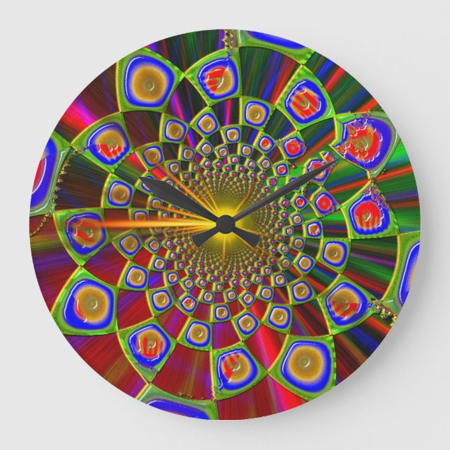 Reise in der psychedelischen Optik 3D Große Wanduhr (Vorderseite)