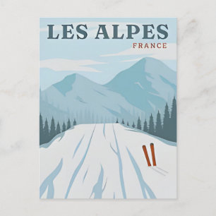 Reise in die Alpen Frankreich Vintage Aquarell Postkarte
