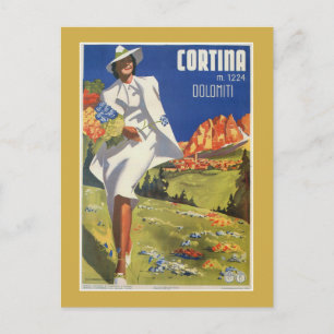 Reise in die italienischen Alpen Cortina im Sommer Postkarte