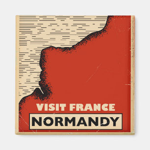 Reise in die Normandie, Frankreich im Vintage-Stil Magnet