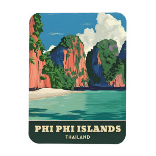 Reise in die Phi Phi Inseln Thailand Küste im Vint Magnet