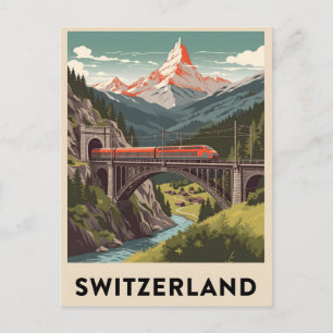 Reise in die Schweizer Alpen im Vintage-Stil Postkarte