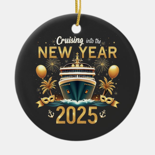 Reise in die Silvesterfamilie 2025 Crew Keramik Ornament (Vorne)