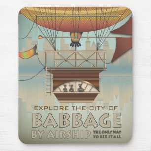 Reise in die Stadt Babbage Luftschiff im Vintage-S Mousepad