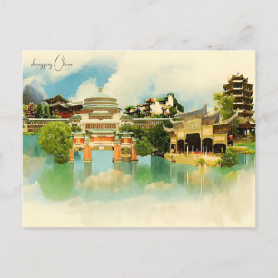 Reise in die Stadt Chongqing China im Retro-Stil Postkarte