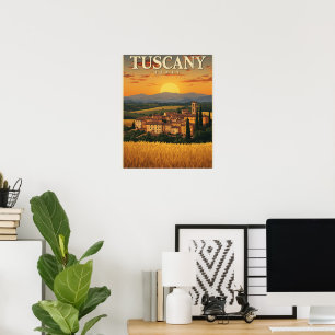 Reise in die Toskana Italien Retro-Landschaft Poster