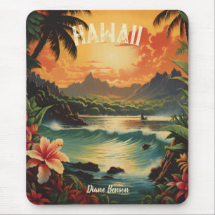 Reise in die tropischen Strände von Hawaii im Vint Mousepad