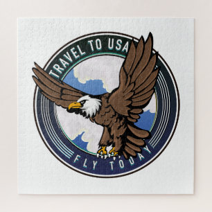 Reise in die USA Fly today Logo Puzzle
