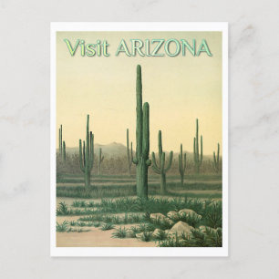 Reise in die Vintage-Arizona-Wüste mit Kaktus Postkarte