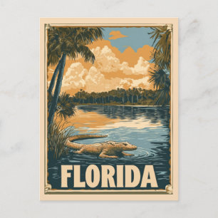 Reise in die Vintage Florida Everglades mit Alliga Postkarte