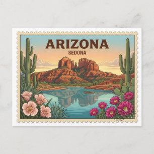 Reise in die Vintage-Sedona-Arizona-Rotfels-Wüste Postkarte