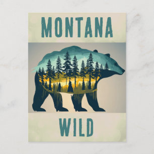 Reise in die Wildnis Montanas mit einem Bären Postkarte