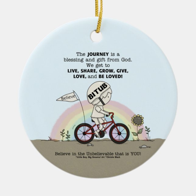 Reise ist ein Geschenk Keramik Ornament (Vorne)