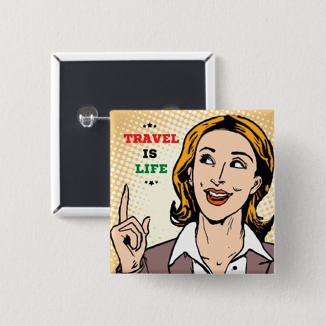 Reise ist Lebenstaste Button (Vorne & Hinten)