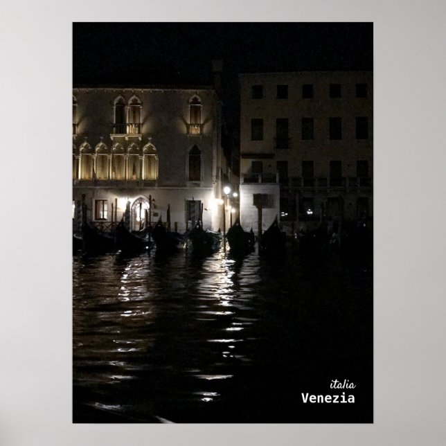 Reise-  | Italien - Dunkle Nacht von Venedig mit K Poster (Vorne)