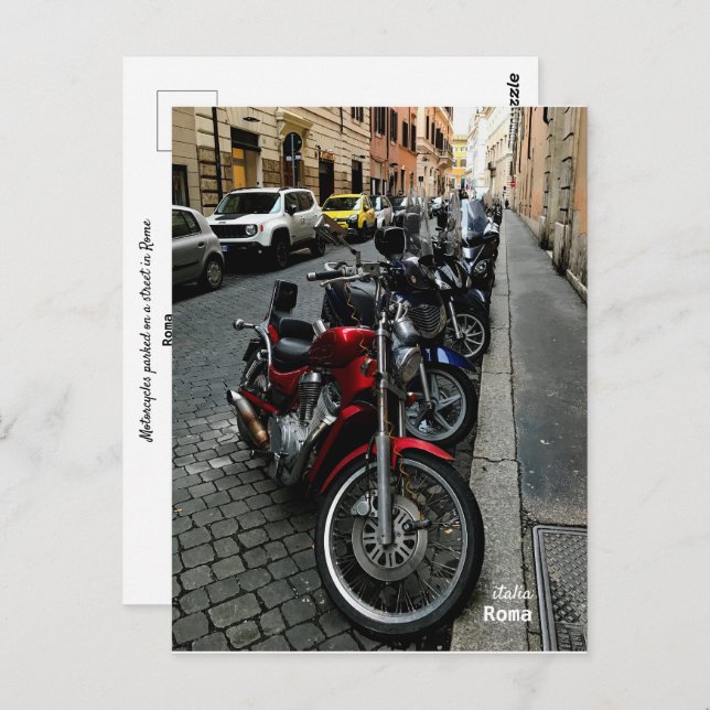 Reise-  | Italien - Rom, geparkte Krafträder Postkarte (Vorne/Hinten)