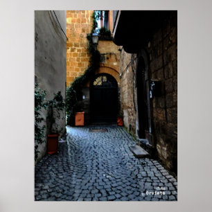 Reise-    Italien - Straße Orvieto Poster