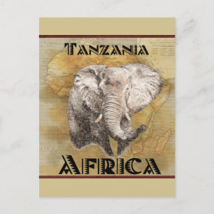Reise-Karte Afrika Elefant Vintage Postkarte