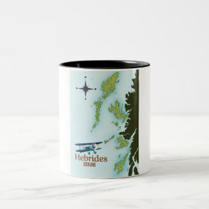 Reise Karte Hebriden Schottland. Zweifarbige Tasse