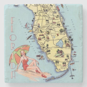 Reise-Karte Kitsch Floridas Vintager Steinuntersetzer