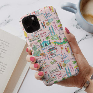 Reise Karte Kuala Lumpur pink illustrativ Case-Mate iPhone Hülle