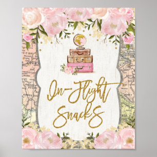 Reise-Karte mit Bordverpflegung Florales Braut-Sho Poster