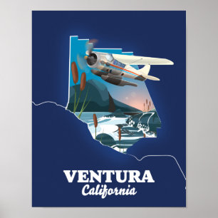Reise Karte Ventura Kalifornien Poster