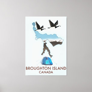 Reise Karte von Broughton-Insel Kanada Leinwanddruck