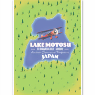 Reise Karte von Lake Motosu auf Japanisch. Aufkleber