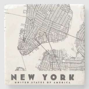 Reise Karte von New York City im Vintage Stil Steinuntersetzer