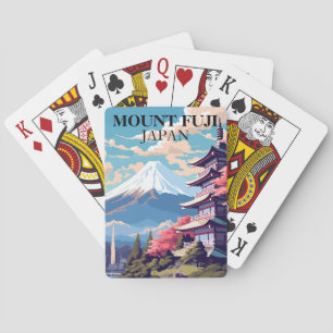 Reise-Kartenspiel mit Mount Fuji Japan Vintage Spielkarten