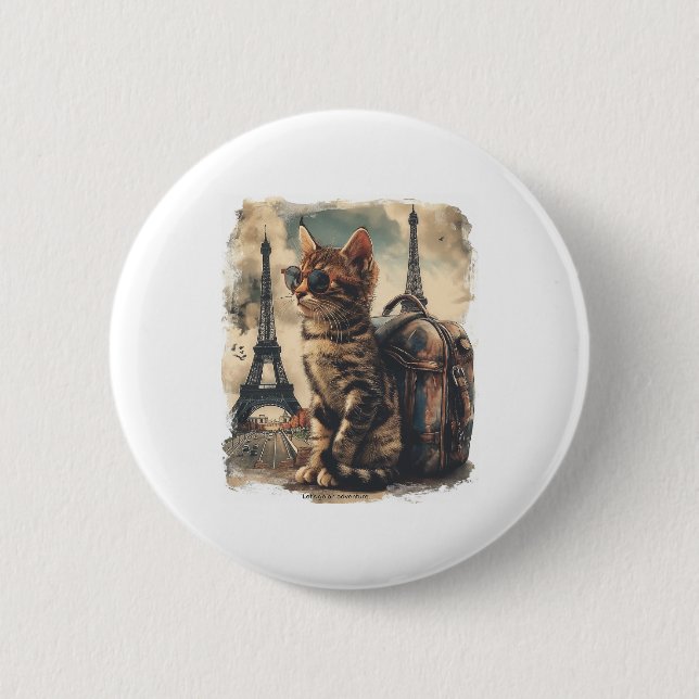 Reise-Katze Button (Vorderseite)