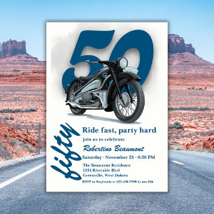 Reise Klassische Motorradfahrt Schnell 50. Geburts Einladung