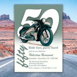Reise Klassische Motorradfahrt Schnell 50. Geburts Einladung
