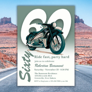 Reise Klassische Motorradfahrt Schnell 60. Geburts Einladung