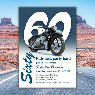 Reise Klassische Motorradfahrt Schnell 60. Geburts Einladung